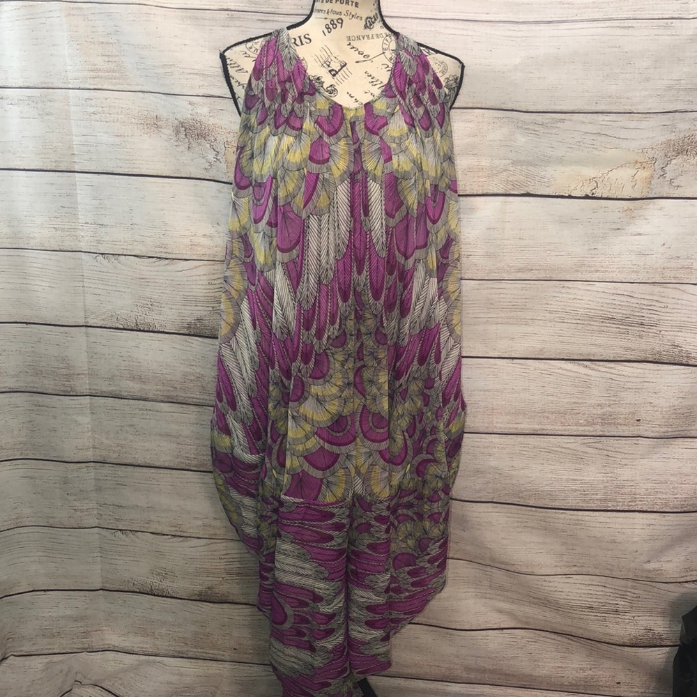 Mara Hoffman Pink Yellow Feather Print Swim Coverup NWT